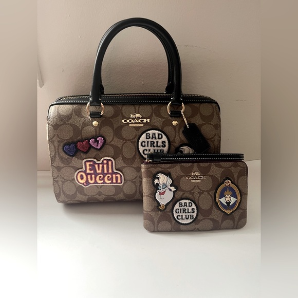Disney X Coach Rowan Satchel In Signature Canvas With Patches bundle - Picture 1 of 4